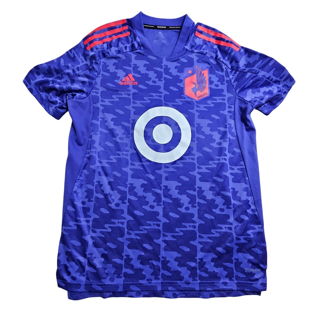 Adidas Minnesota United FC Jersey Large Blue Camo Primeblue MLS Target Sponsor